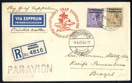 1933 5th South America Flight British Morocco Agencies Acceptance Registered Envelope To Pernambuco, Franked KGV 3d + 1s - Other & Unclassified