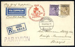 1933 5th South America Flight British Morocco Agencies Acceptance Registered Envelope To Pernambuco, Franked KGV 3d + 1s - Otros & Sin Clasificación