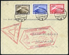 1933 Chicago Flight Envelope From Berlin, Franked Zeppelin Commemorative Set Of Three. Obverse Also Bears Red 'Anschluss - Autres & Non Classés