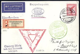 1933 Chicago Flight Registered Commemorative Card Franked 10pf Air, Cancelled Friedrichshafen & Addressed To Berlin, Bea - Altri & Non Classificati
