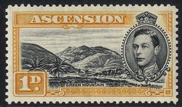 1938-53 1d Black & Yellow-orange Perf 14 Variety 'mountaineer Flaw'  M (tiny Gum Thin, Hardly Detracts), SG.38ca. (1) Ca - Other & Unclassified