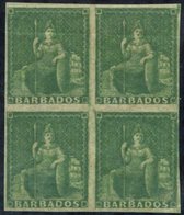 1861-70 ½d Grass-green Block Of Four, Variety Imperforate, Close To Good Margins, Unused With Large Part O.g (a Little B - Andere & Zonder Classificatie