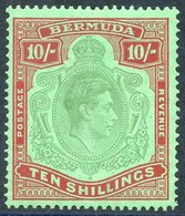 1938 10s Yellowish Green & Deep Carmine-red/green Showing 'broken Lower Right Scroll' HPF 60B, Fine M, SG.119be. Cat. £2 - Autres & Non Classés