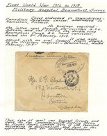 WWI & WWII Small Collection Of Military Mail Incl. WWI Military Hospital Cachets & Postcards, WWII Censored Mail, And Bo - Autres & Non Classés