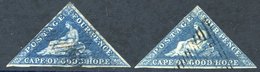 1853 4d Deep Blue On Slightly Blued Paper, Two Used Examples, One Just Touching At Lower Left Side, The Other Margin At  - Autres & Non Classés