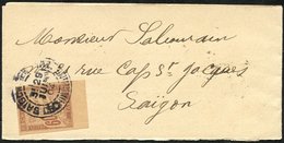 INDO-CHINA 1904 News Band Wrapper Addressed To Saigon Bearing Indo-China Postage Due 5 On 60c Brown/buff (Yv.1), Tied By - Autres & Non Classés