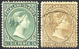 1878-79 6d Blue-green, Fresh O.g & 1s Bistre-brown, Nicely U, SG.3/4. (2) Cat. £190 - Other & Unclassified