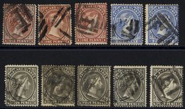 POSTMARKS 1892 Large Square F1 On 1d (3), 2½d (2), 4d (5). - Other & Unclassified