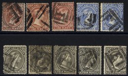 POSTMARKS 1892 Large Square F1 On 1d (3), 2½d (2), 4d (5). - Autres & Non Classés