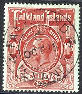 1912-20 10s Red/green U, Central C.d.s. Code 'C' Oct 15th, SG.68. (1) Cat. £275 - Other & Unclassified