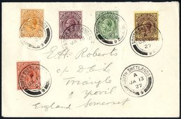 1927 Cover To GB Bearing ½d, 1d, 2d, 2½d Deep Purple/pale Yellow, 6d, Each Cancelled Code A C.d.s JA.13.27 South Shetlan - Other & Unclassified