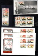 1974 Battle Of The River Plate Set On UM Gutter Pairs, Plate Blocks Of Four, FDC (3) Either Fox Bay Or P.S C.d.s's, Also - Otros & Sin Clasificación