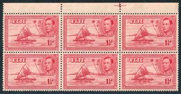 1938 1½d Carmine Die I P.13½ Top Marginal Block Of Six, UM With Usual Gum Toning, SG.251. (6) Cat. £108+ - Other & Unclassified