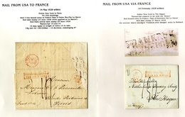 1828-77 Mail From USA, Selection Of EL's To France Or To Netherlands & Germany Through France, Commencing With 1828 EL T - Other & Unclassified