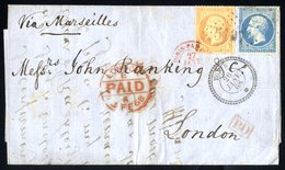 1868 Entire To London From Tunis Franked Napoleon 20c + 40c, Tied By '5497' Numeral Cancel With Tunis D/stamp In Associa - Autres & Non Classés