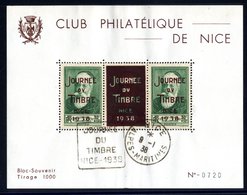 1938 Local Commemorative M/Sheet Produced By Nice P.S, Made Up Of Two Overprinted 30c + 10c Anatole France + Label Used. - Other & Unclassified