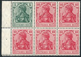 1917-18 Germania Booklet Pane (H.Blatt 18aaA), M Complete With Margin (5x UM Stamps), Perfs Trimmed At Top, Cat. 600€ - Other & Unclassified