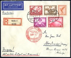 1934 Registered Airmail Cover To Montevideo With 5 Stamps, Mixed Franking Incl. 40pf Wagner, 1m Zeppelin, Fine & Fresh. - Other & Unclassified