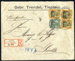 1903 Registered Cover From Tientsin To Germany Franked 5pf & 25pf (2), Tied Four C.d.s's, Arrival Back Stamp And Five Wa - Other & Unclassified