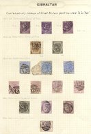 1867-1935 U Collection On Leaves From GB Used In Gibraltar 1887 6d Pl.6, 8 & 9, 1872-73 6d Chestnut, 6d Grey, 1876 2½d B - Autres & Non Classés