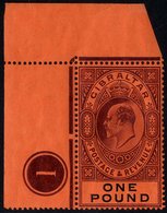 1908 MCCA £1 Deep Purple & Black/red, Upper Left Corner Example With Plate Number '1' Brilliant Fresh UM, Minor Gum Wrin - Autres & Non Classés