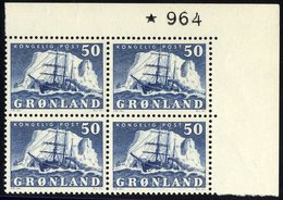 1950-60 50o Polar Ship Upper Right Corner Marginal UM Block Of Four, Minor Gum Bend Affecting Single Stamps, SG.33, Cat. - Other & Unclassified