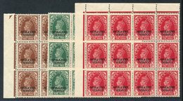 PATIALA OFFICIALS 1937 ½a, 9p & 1a Each UM Block Of Twelve (two Blocks Are Marginal), SG.O63/5. (36) Cat. £192. - Other & Unclassified