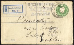 1923 5d Green KGV Registered Letter Envelope From Johnson's Bridge To Dublin With Corresponding Reg Label. Scarce. - Other & Unclassified