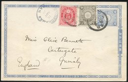 1900 Postal Stationery Card 1½s Pale Blue Upgraded With Koban 2s Rose (SG.114) Mixed With Chrysanthemum ½r Grey (SG.132) - Other & Unclassified
