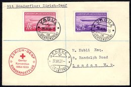 1939 Special Flight Cover For 75th Anniv Of Red Cross Franked 1936 Air Zeppelin Set (SG.151/2), Tied Vaduz C.d.s's, Bear - Other & Unclassified