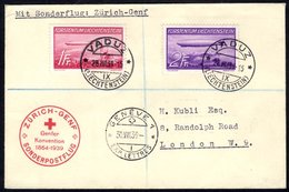 1939 Special Flight Cover For 75th Anniv Of Red Cross Franked 1936 Air Zeppelin Set (SG.151/2), Tied Vaduz C.d.s's, Bear - Autres & Non Classés