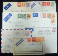 TANGIER 1934-55 Airmail Envelopes (7) To England, An Interesting Study In The Airmail Rates Over A 21 Year Period. - Other & Unclassified