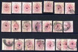 1877 Surcharged '4' Types A, B, C, D (2) M Or O.g, Also 17 Used Examples Incl. Type B (2) Etc. SG.10/13. Very High Catal - Other & Unclassified
