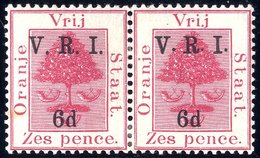 1900 6d On 6d Carmine, Mounted M Pair, One With Level Stops, M (slight Perf Separation), SG.119b. (2) Cat. £225 - Other & Unclassified