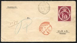 1896 'Kidderlin' Cover Registered To Ulm, Germany With His Name Scratched Out With A 5s Lake (SG.55), Cancelled With A L - Autres & Non Classés