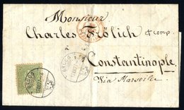 1877 EL To Constantinople Franked 25c Sitting Helvetia, Cancelled BRUGG C.d.s. Routed Via Marseille. Fine. - Other & Unclassified