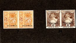 1897 Pictorials, Sample Proofs (c1922) Imperf ½d Orange & 6d Chocolate Horizontal Pair, Both Affixed To Brown Card, Each - Autres & Non Classés