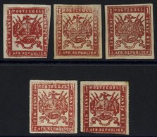 1870 Viljoen 1d Reds (5) Three Imperf (one Cut Into One Side), Two Rouletted M Or Part O.g, One Expertised. (5) Cat. £50 - Sonstige & Ohne Zuordnung