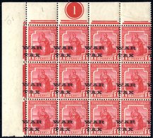 1918 Jan War Tax Type 25 On 1d Scarlet In A UM Block Of Twelve From The Top Left Corner Of The Sheet With Plate Number,  - Other & Unclassified