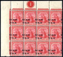 1918 Jan War Tax Type 25 On 1d Scarlet In A UM Block Of Twelve From The Top Left Corner Of The Sheet With Plate Number,  - Autres & Non Classés