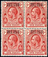1917 Jan War Tax Type 40 On 1d Red Variety Overprint Inverted (at The Top) Of A Block Of Four, The Upper Right Stamp Sho - Autres & Non Classés