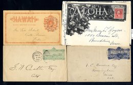 HAWAII 1891 - Later, Fine Group Of Postal Cards With 1c Red (Sc.UXI), Dihue - Kauai C.d.s, 2c Black Reply Card Unused, 1 - Autres & Non Classés