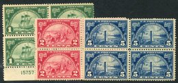 1924 Huguenot Set In Fine M Blocks Of Four (2x UM In Each Block), SG.618/20, Cat. £120+ - Other & Unclassified