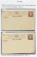 1893 GB Overprinted Reply Paid Cards (2 Different) Both H/stamped 'SPECIMEN'. One Card Has 'ZULULAND' In Thicker Letters - Other & Unclassified