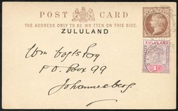 1896 ½d Postcard To Johannesburg, Uprated 1d, Cancelled NKANDHLA AU.20.96. Dundee Transit Back Stamp. Card Has Full Mess - Autres & Non Classés