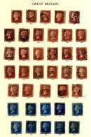 COLLECTION 1840-1970 U House In A Windsor Album, Noted - Fine Four Margins 1d Black, 1858 Run Of 1d Plate Numbers Incl.  - Other & Unclassified