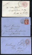 1857-66 Three Covers Cancelled By Sideways Duplexes, 1857 Grantham Code A, 1856 Warrington Code F & 1866 Kendal Code C,  - Other & Unclassified