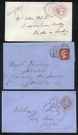 1857-66 Three Covers Cancelled By Sideways Duplexes, 1857 Grantham Code A, 1856 Warrington Code F & 1866 Kendal Code C,  - Sonstige & Ohne Zuordnung