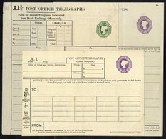 QV Telegraph Form 1s Green, Dated Die 25.10.82 TP38a (Cat. £100), 6d Dated  Die 20.11.90 TP39b Cat. (£50) & 6d Dated Die - Other & Unclassified