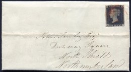 1840 Sept 4th Cover From Chorley To North Shields, Franked Plate 1b PF, Four Good Margins, Cancelled Red MC, Cover Has H - Other & Unclassified